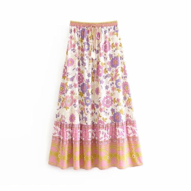 Gypsy Woman Long Sleeve Tops & Elastic Waist Skirts 2 Pieces Sets-ChicBohoStyle