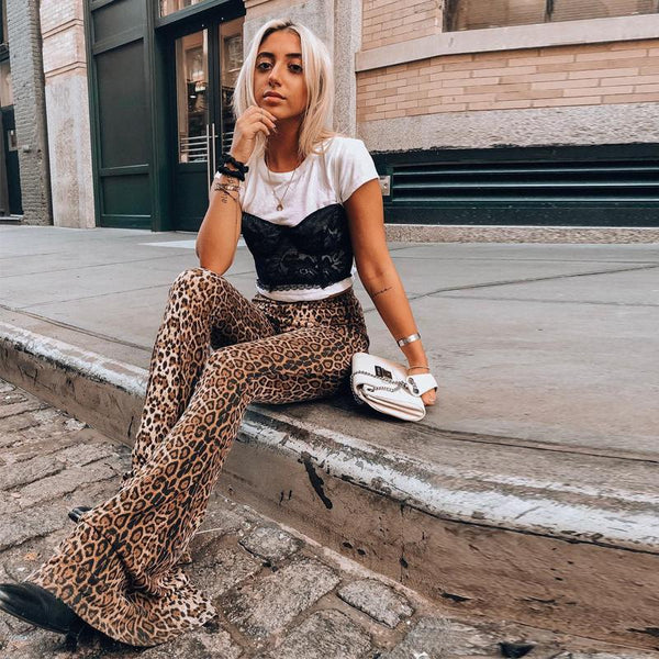 High Waist Leopard Print Flare Leggings - ChicBohoStyle Tiger / L