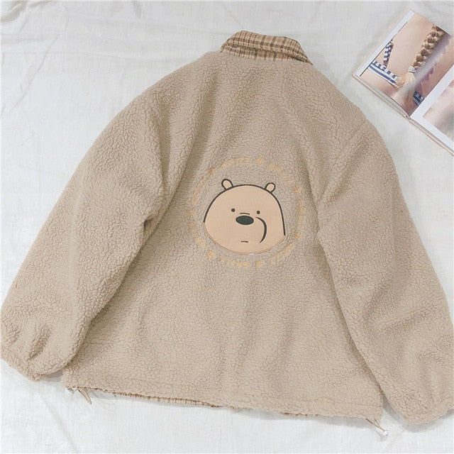 Kawaii Style Bear Cute Soft Girl Wool Jacket