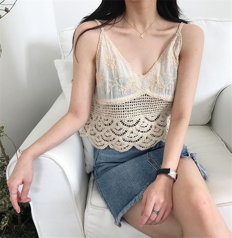 Knitted Hollow Out Sleeveless Crop Top-ChicBohoStyle