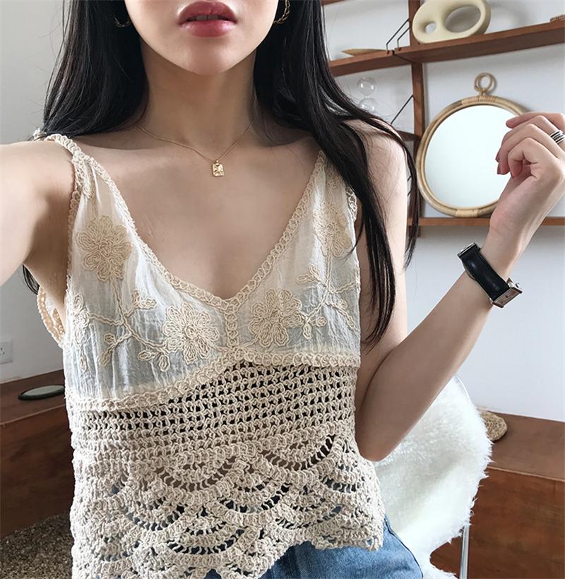 Knitted Hollow Out Sleeveless Crop Top - ChicBohoStyle – Chic Boho