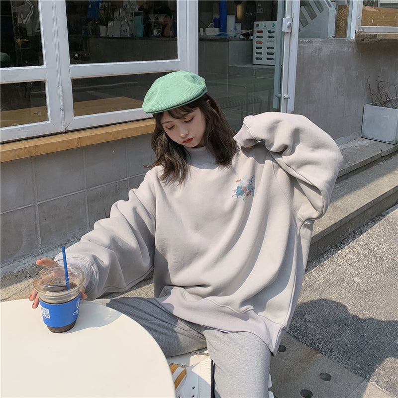 Korean Style Turtleneck Warm Oversize Sweatshirt Chic Boho Style