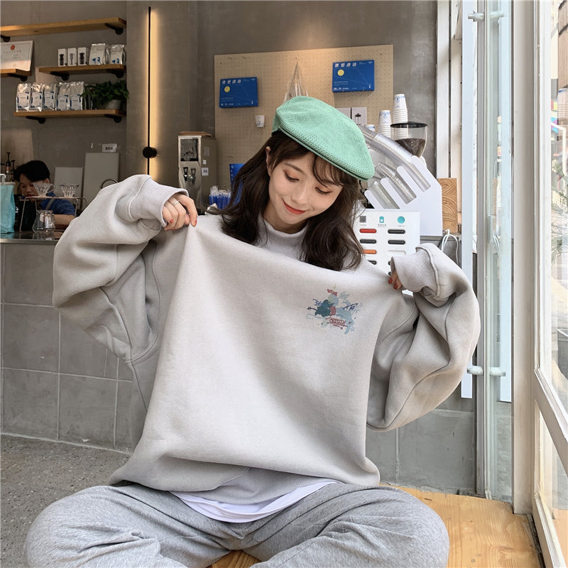 Korean Style Turtleneck Warm Oversize Sweatshirt