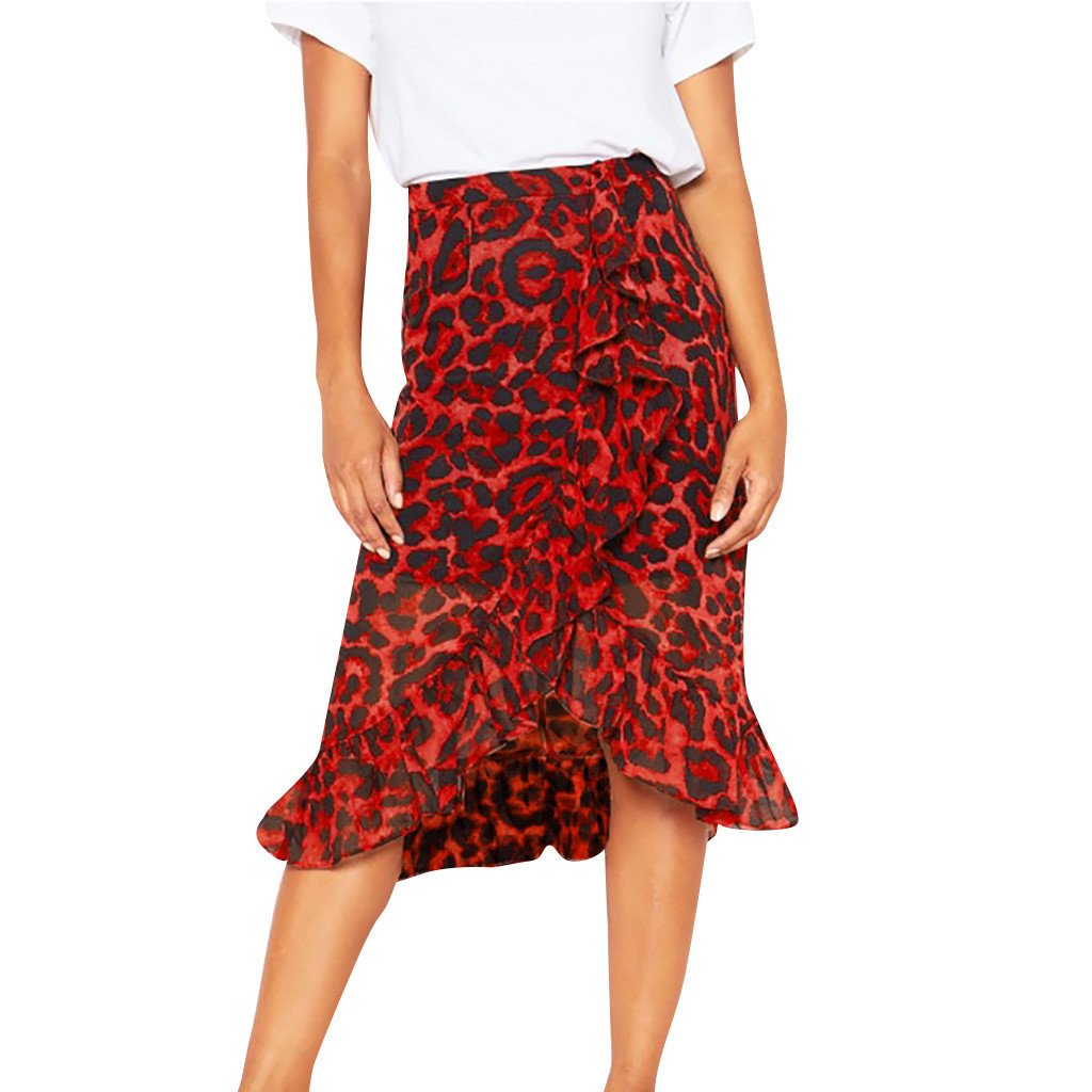 Leopard Printed High Waist Pleated Midi Skirt-ChicBohoStyle