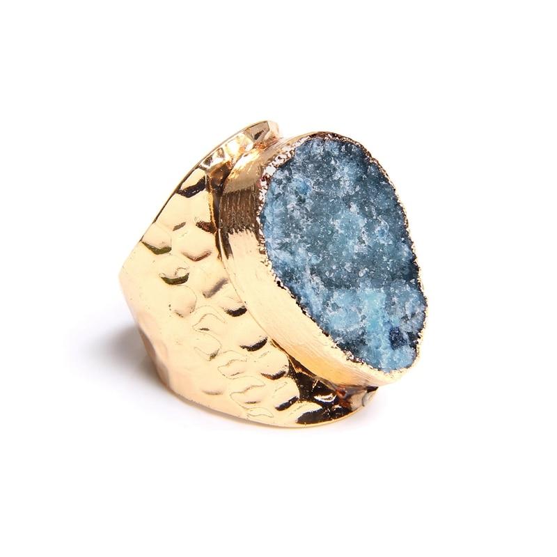 Natural Crystal Quartz Stone Druzy Ring For Women-ChicBohoStyle