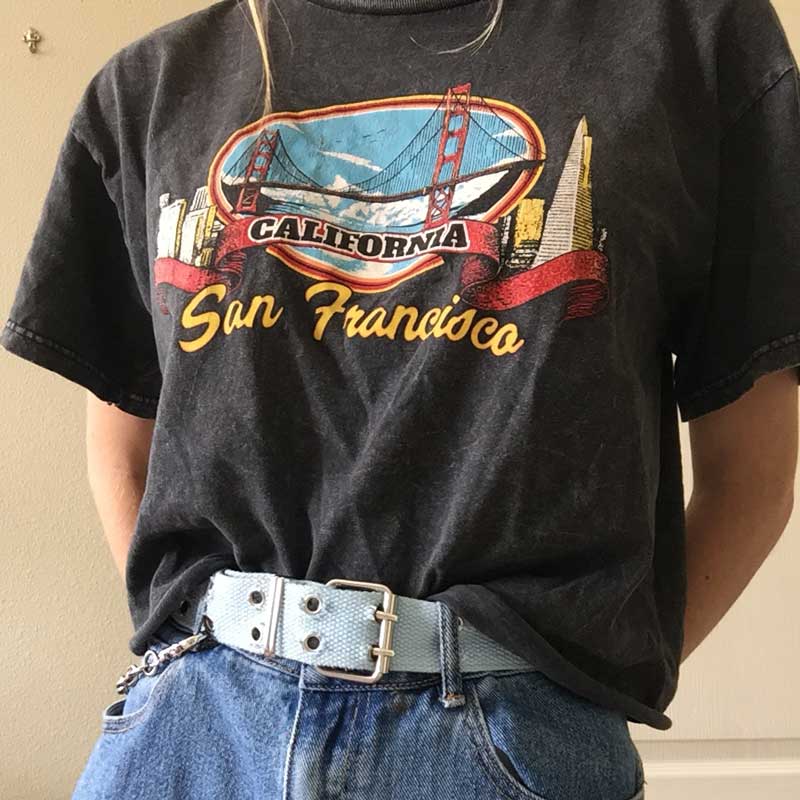 Old Washed San Francisco Crop Top Tee-ChicBohoStyle