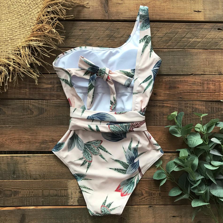 One Shoulder Floral One Piece Swimsuit-ChicBohoStyle