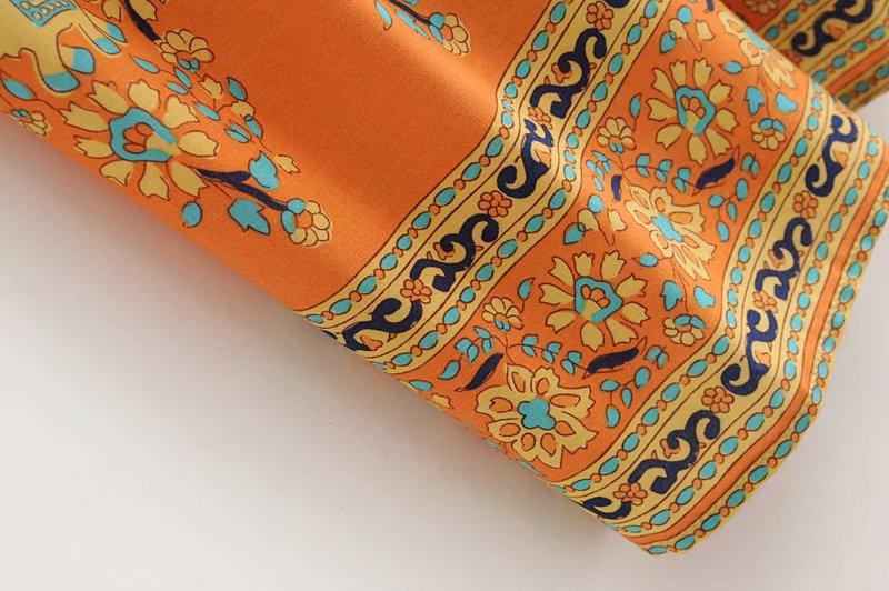 Orange Elephant Floral Print Sleeveless Maxi Dress-ChicBohoStyle