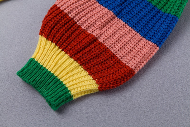 Oversized Rainbow Turtleneck Sweater