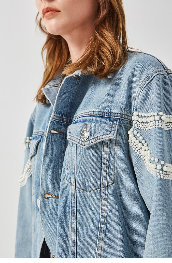 Sandro pearl outlet denim jacket