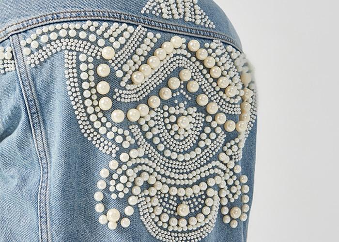 Sandro jean jacket with on sale pearls