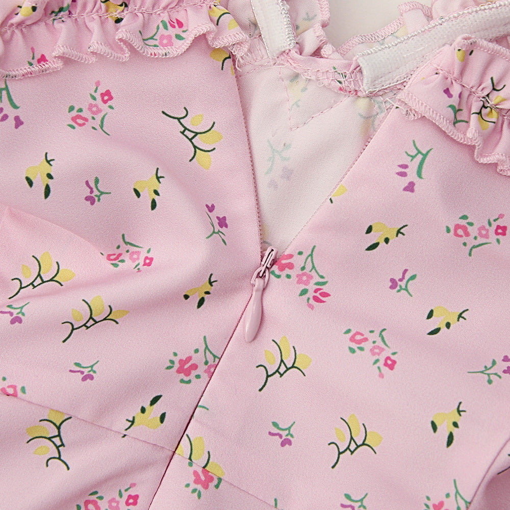 Pink Soft Girl Off Shoulder Midi Dress – Chic Boho Style
