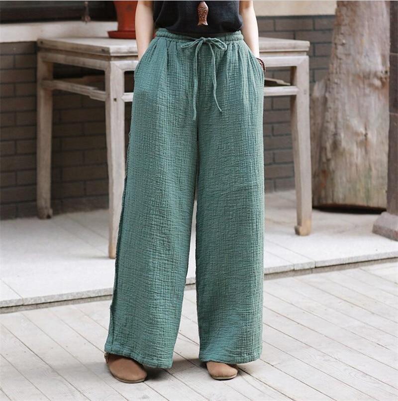 SMihono Linen Pants Women Fashion Plus Size Casual Loose Women's