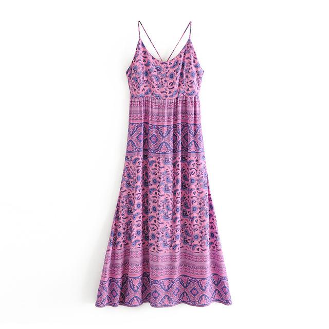 Purple Lace Up Backless Maxi Dress-ChicBohoStyle