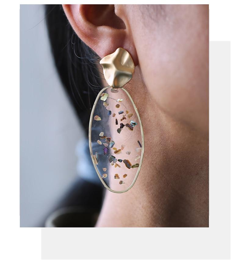 Resin Geometric Drop Earrings-ChicBohoStyle