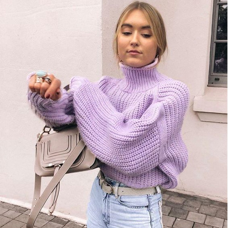 Retro Cozy Purple Sweater