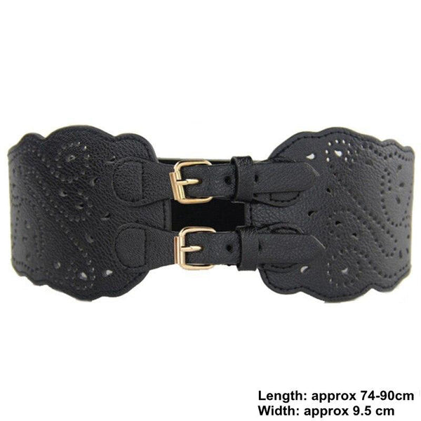 Women's Vintage Wide Elastic Waist Belt Leather Stretch Corset
