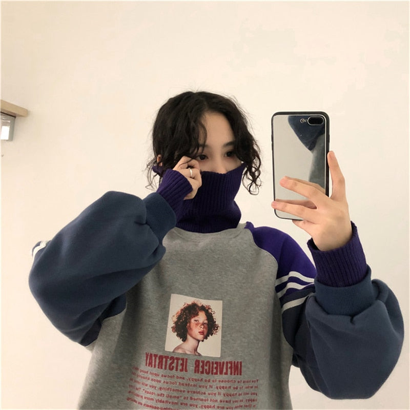 Retro Girl Printed Aesthetic Sweater