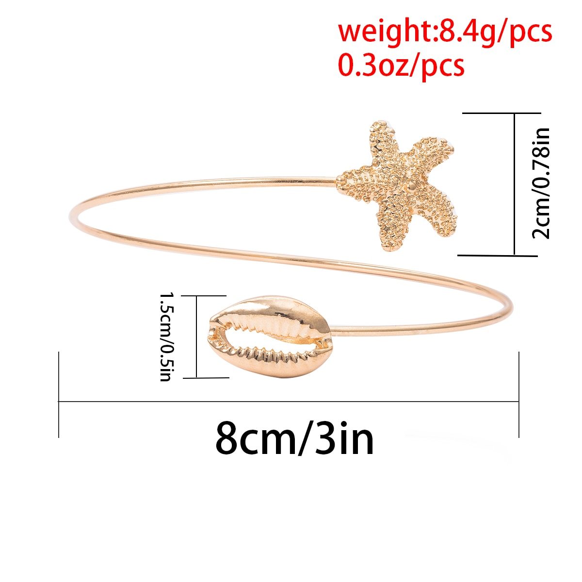 Retro Gold Starfish & Shell Upper Arm Cuff-ChicBohoStyle