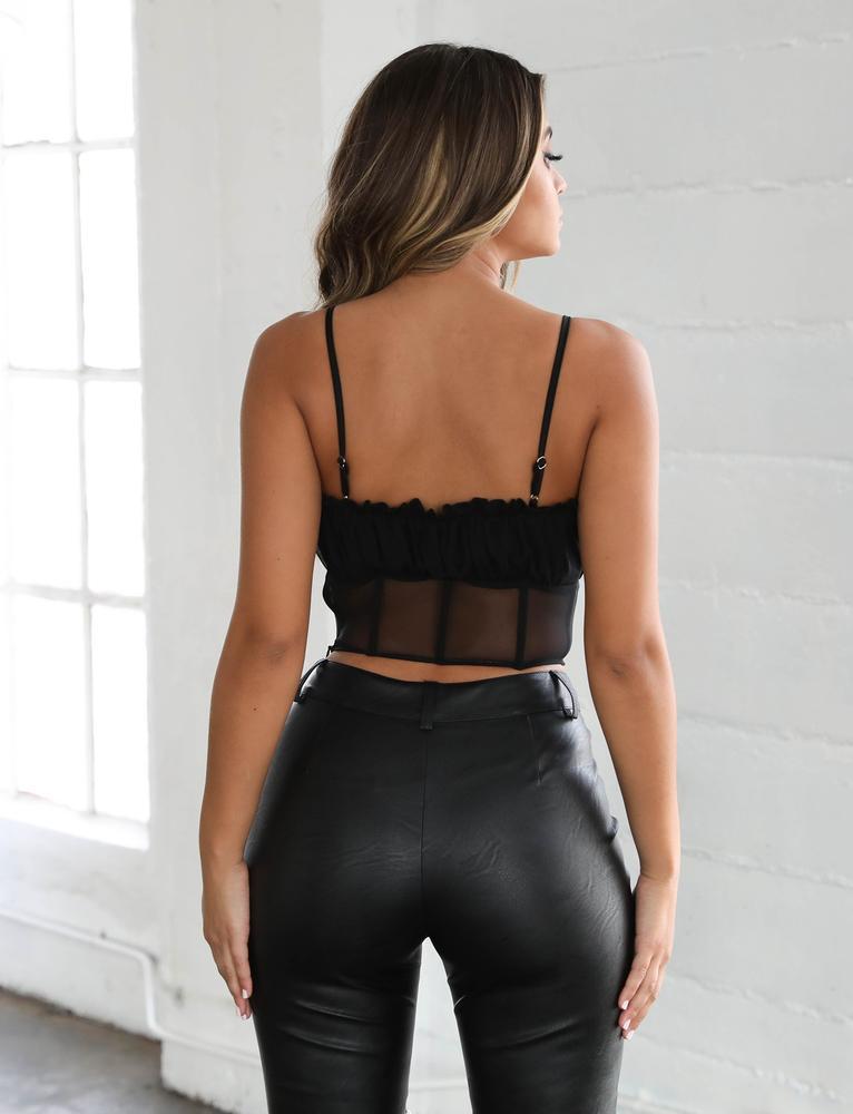 Ruched Mesh Crop Top-ChicBohoStyle