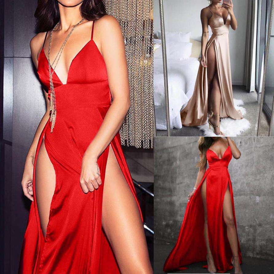Sexy High-Split Maxi Evening Party Dress-ChicBohoStyle