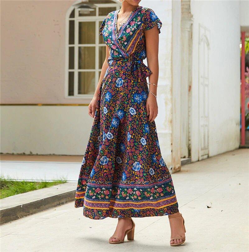 Boho print hot sale maxi dress