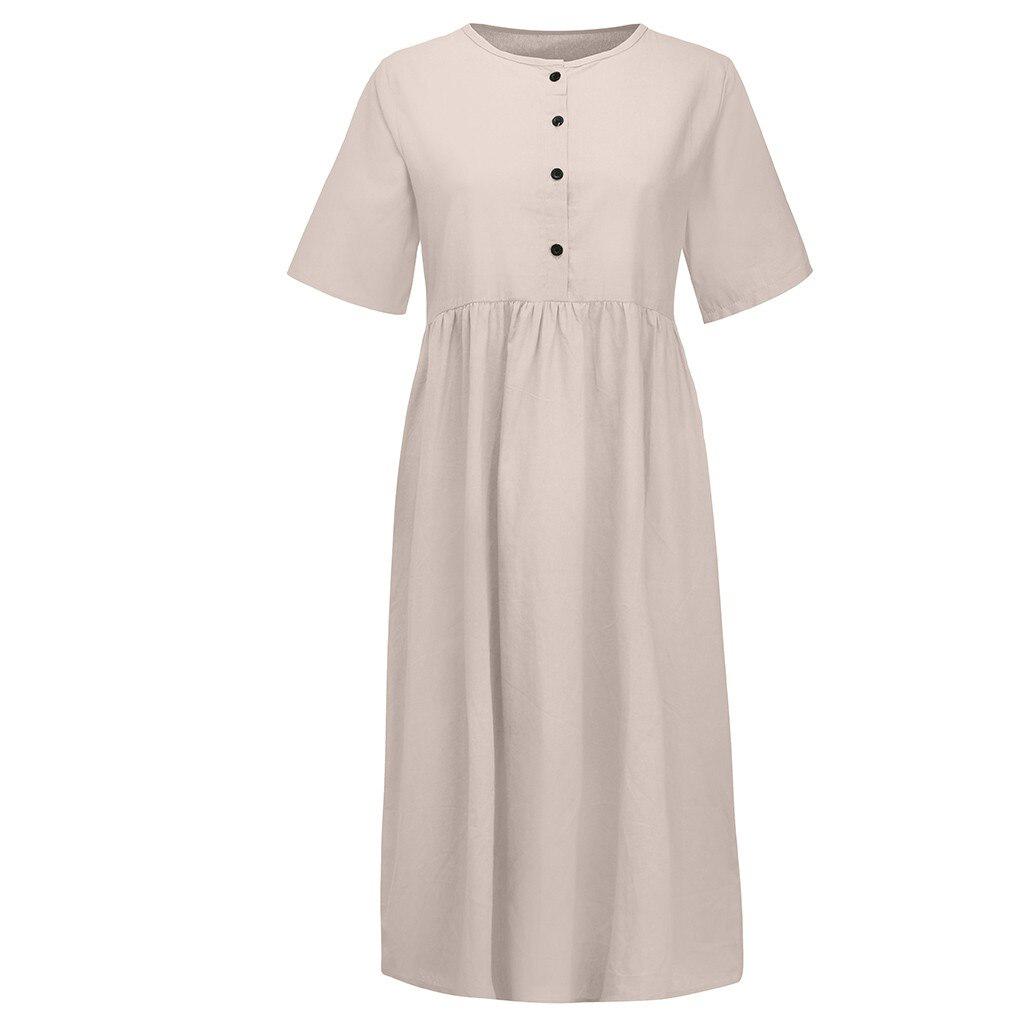 Short Sleeve Solid Midi Summer Dress-ChicBohoStyle