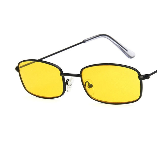 Slender Square Metal Frame Retro Sunglasses