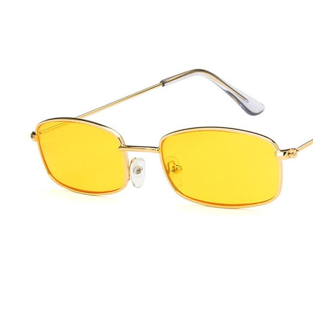 Slender Square Metal Frame Retro Sunglasses