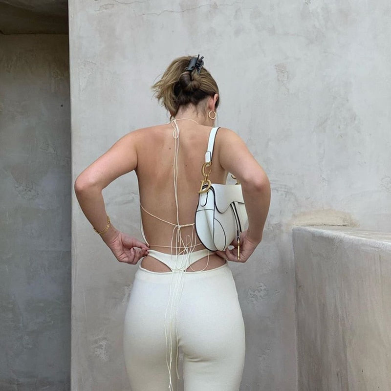 Soft Girl Back Triangle White Pants