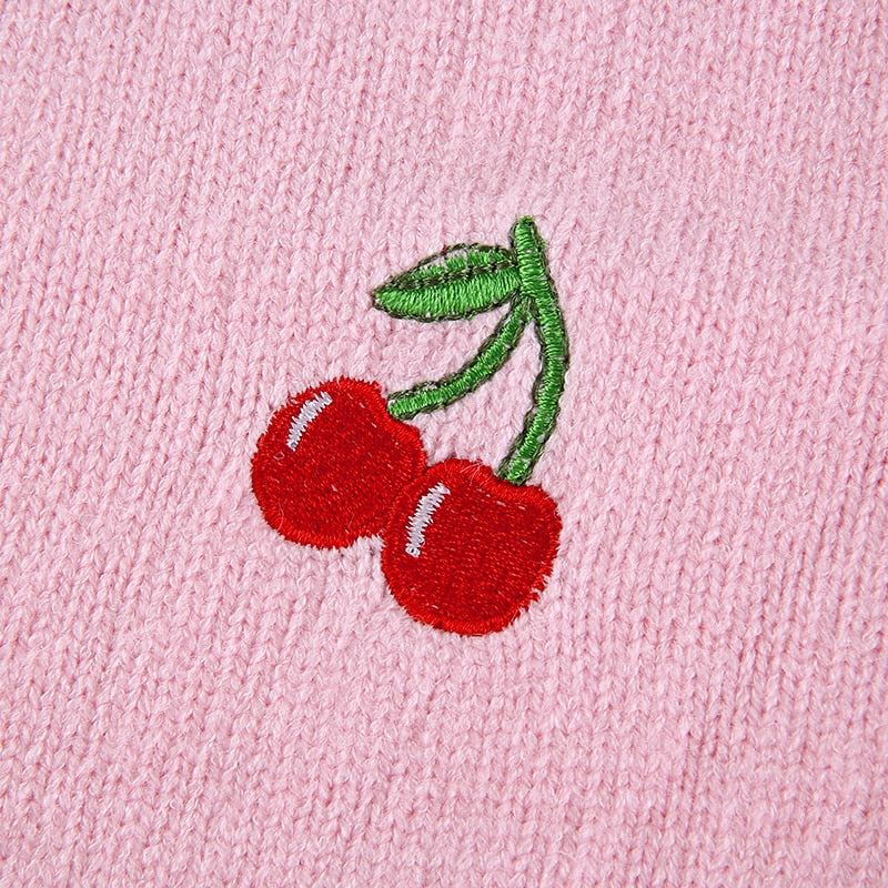 Soft Girl Style Cherry Knitted Cardigan