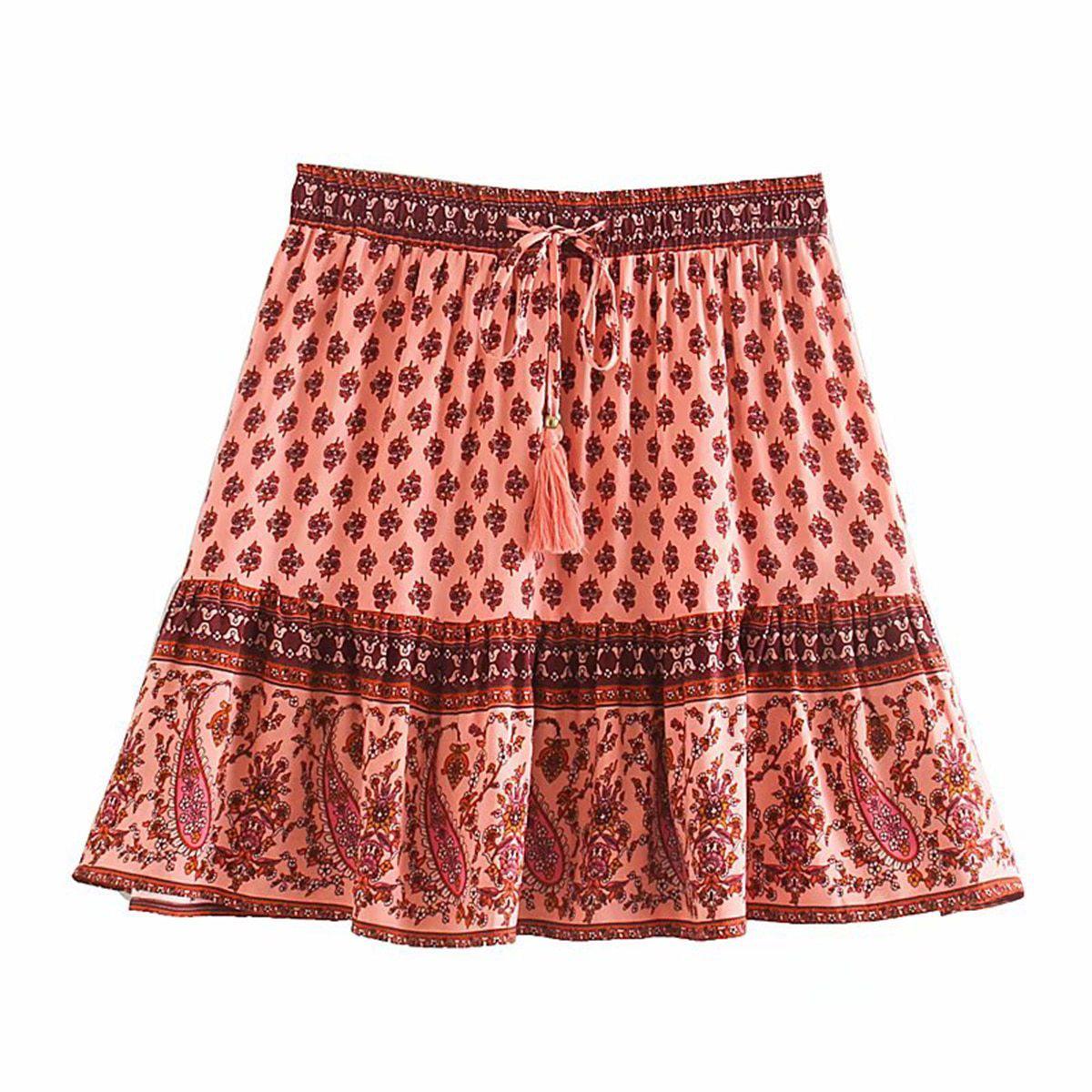 Summer Vibes Elastic Tassel Mini Skirt-ChicBohoStyle