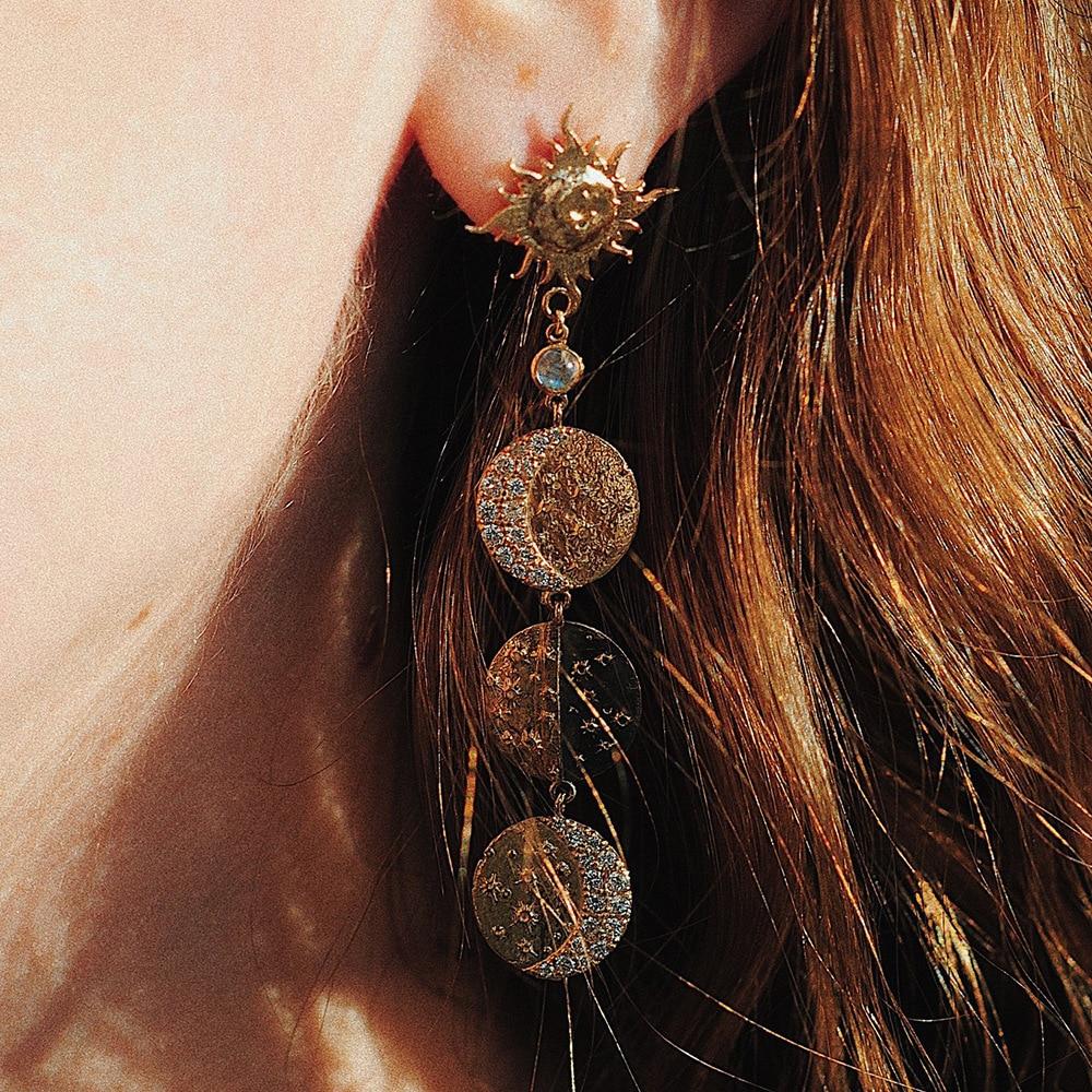 Sun Moon Vintage Dangling Earrings-ChicBohoStyle