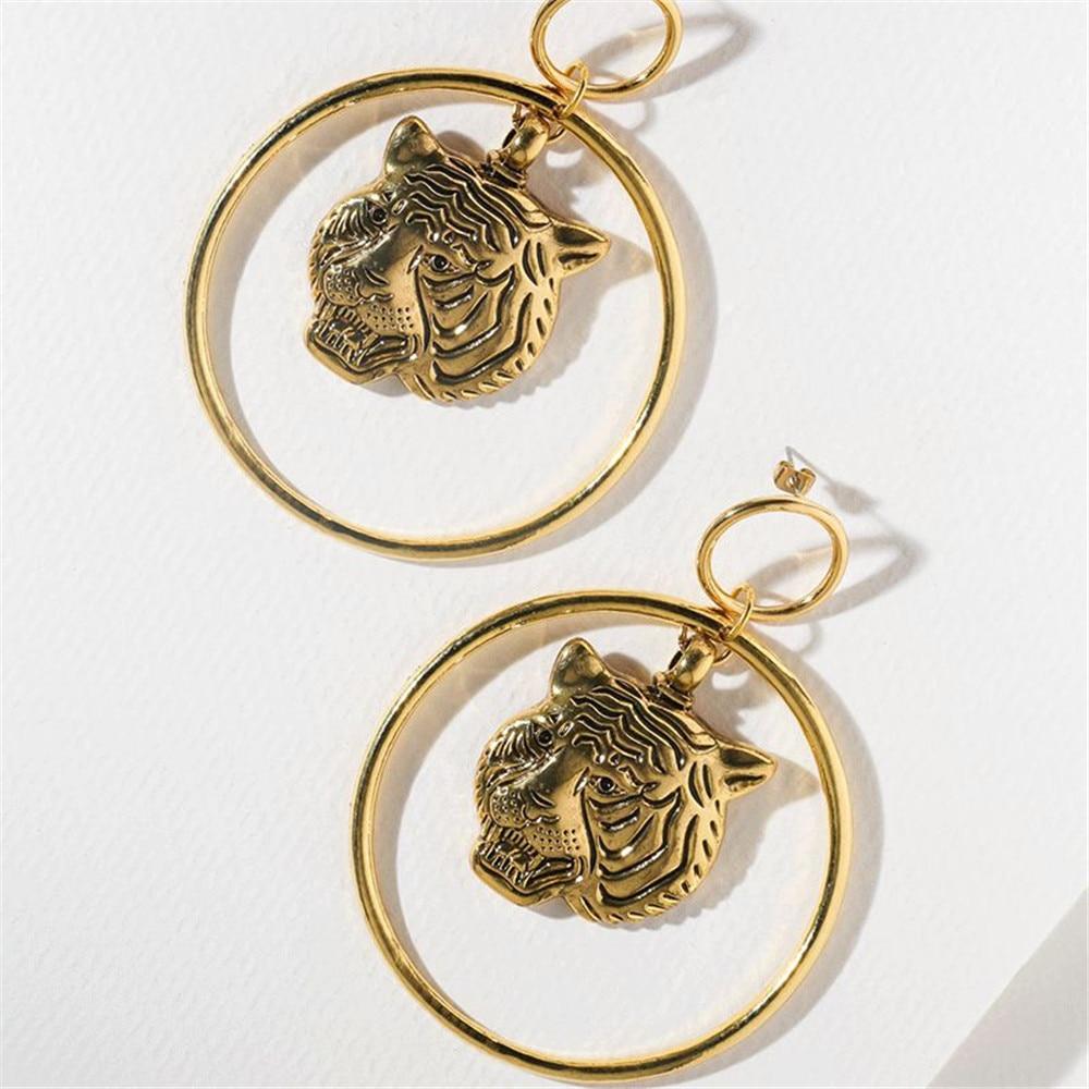 Tiger Big Circle Drop Earrings-ChicBohoStyle
