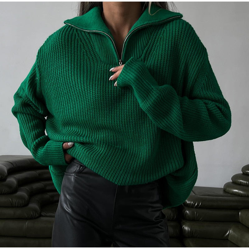 Turtleneck Half Zip Sweater