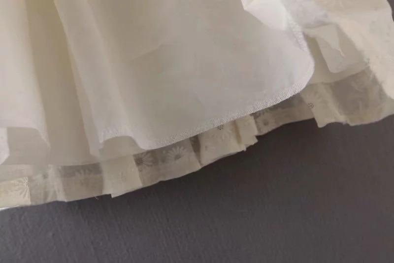 Vintage Beige Daisy Puff Sleeve Mini Dress-ChicBohoStyle