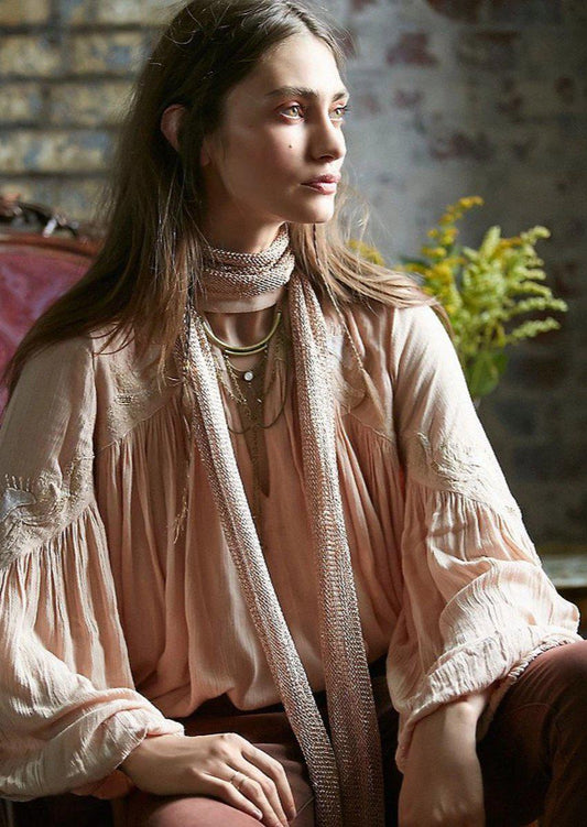 Vintage Embroidery Beaded Sequins Blouse-ChicBohoStyle
