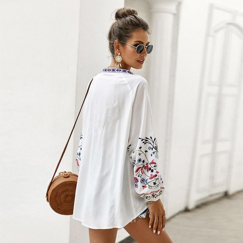 Vintage Embroidery Floral Long Sleeve Blouse-ChicBohoStyle