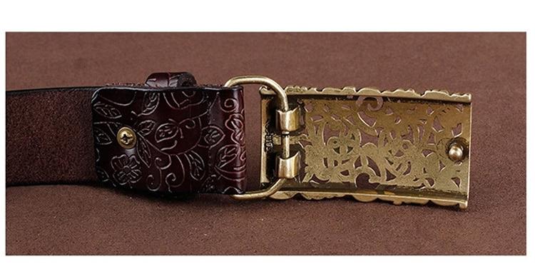 Vintage Floral Cowskin Leather Belt-ChicBohoStyle