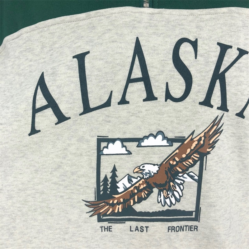 Vintage Gray Alaska Half Zipper Loose Sweatshirt