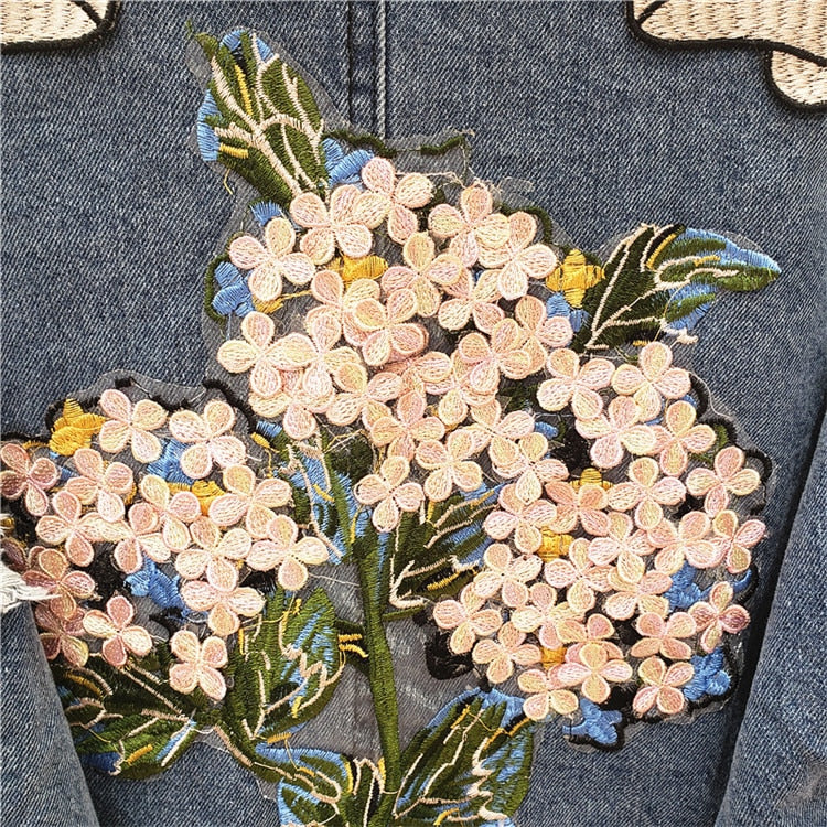 VSCO Floral Embroidery Denim Jacket