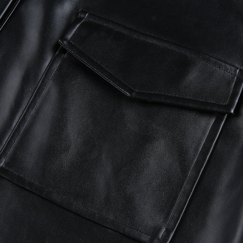 VSCO Girl Black Cropped Leather Jacket