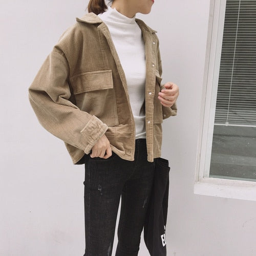 VSCO Girl Corduroy Solid Simple Jacket