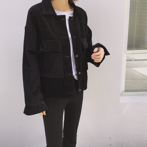 VSCO Girl Corduroy Solid Simple Jacket