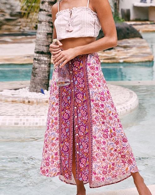 Flowers boho shop skirt