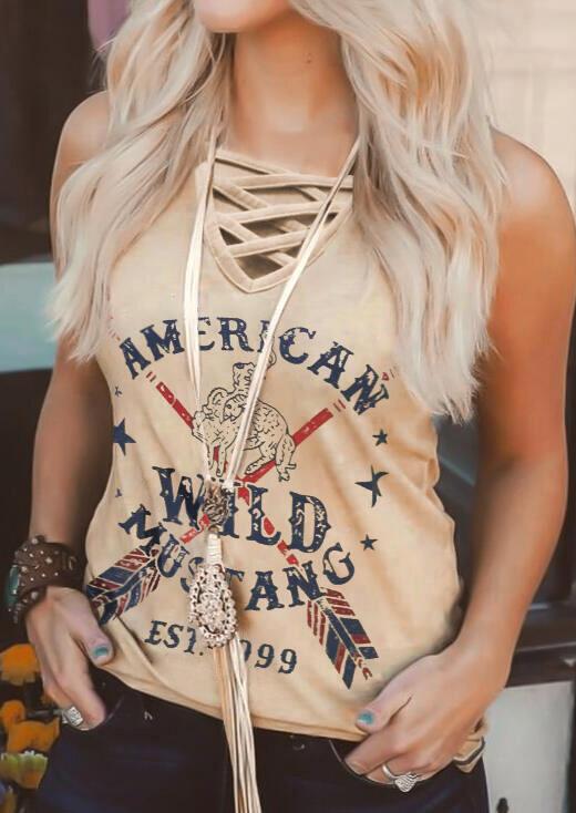 Wild Mustang Criss-Cross Tank Top-ChicBohoStyle
